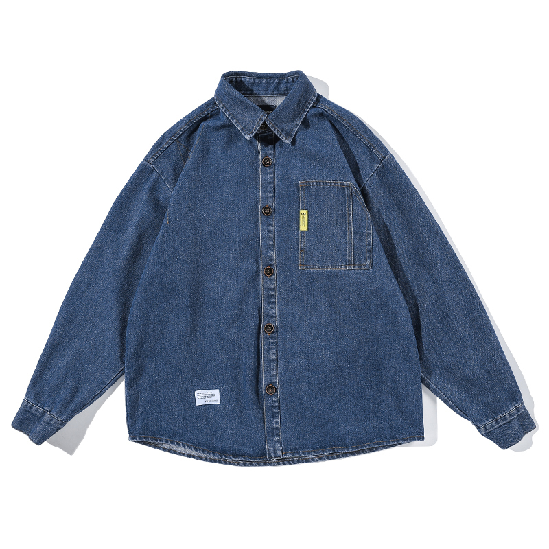 Men's Casual Shirts Japanese Streetwear High Quality Denim Shirt Korean Workwear Coats Men Clothing Couple Long Sleeve Top Harajuku Clothes 23050