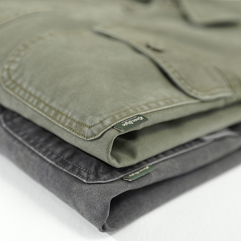 Men's Casual Shirts Winter Fall Fashion Men's Multi Pocket Patchwork Vintage Cargo Shirt Solid Color Long Sleeve 100% Cotton Loose Daily Top