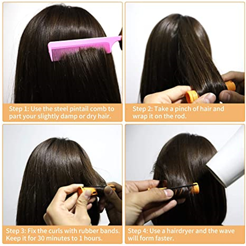 Hair Rollers 120Pcs Hair Perm Rods Set 6 size Plastic Hair Cold Wave Rods Heatless Perming Rods Hair Curlers Rollers with Pintail Comb 230505