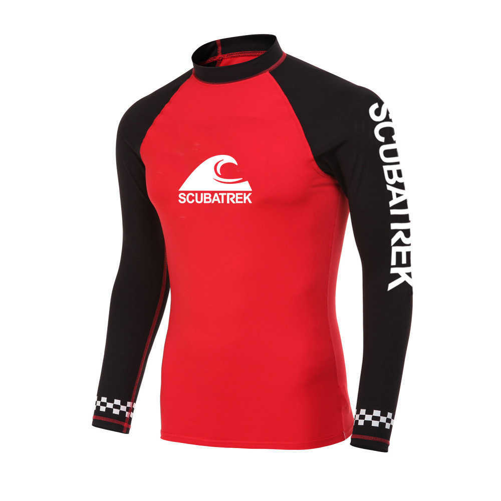 Wetsuits Drysuits Men's New Fashion Split Beach Swimwear Long Sleeve TShirt UV Protection Rash Protection Short Sleeve Sunscreen Surf Top 2022 J2