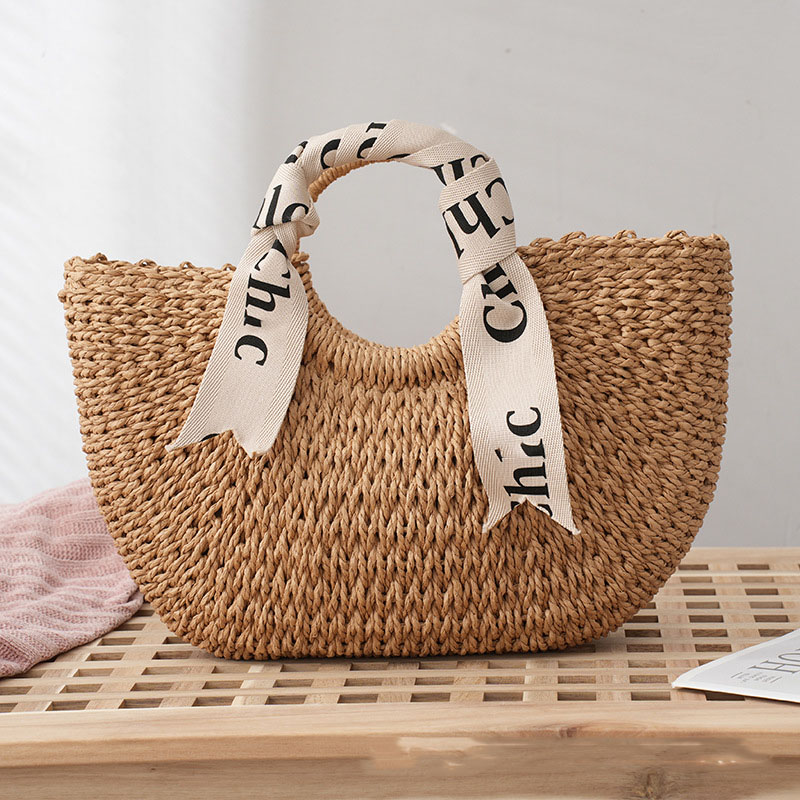 Beach bag letter silk scarf tote straw bag treadmill vacation tote bag moon bag wholesale, White
Beach bag letter silk scarf tote straw bag treadmill vacation tote bag moon bag wholesale, White