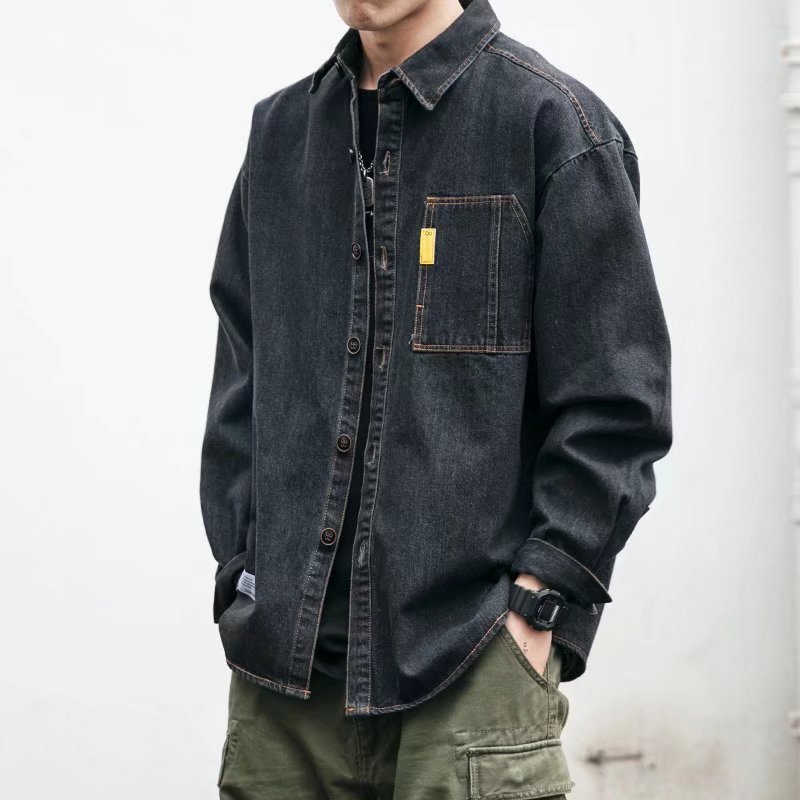 Men's Casual Shirts Japanese Streetwear High Quality Denim Shirt Korean Workwear Coats Men Clothing Couple Long Sleeve Top Harajuku Clothes 23050