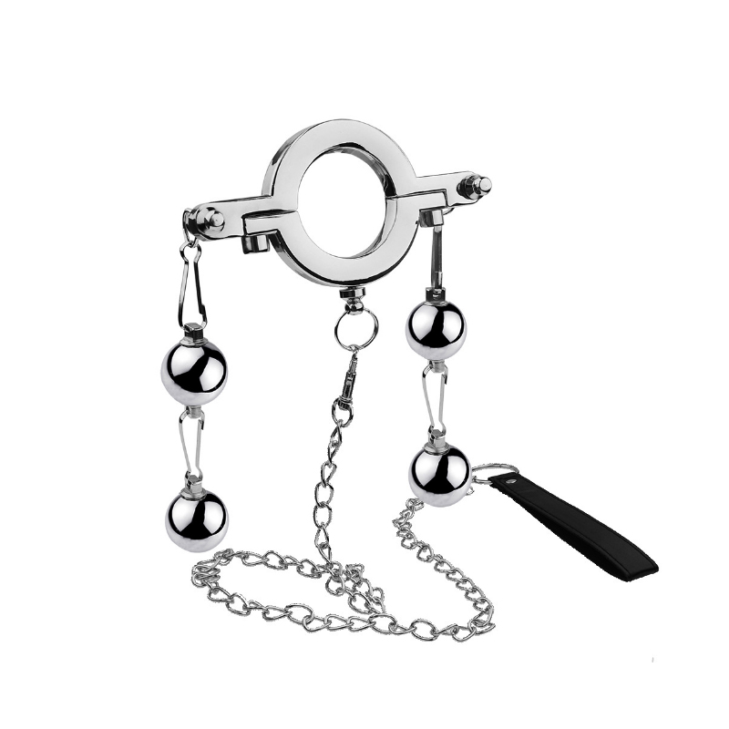 Sexual Delay Penis Ring Testicle Ball Stretcher Penis Scrotum CBT Restraint Locks Heavy Weight Cock Ring Metal Balls Pendants