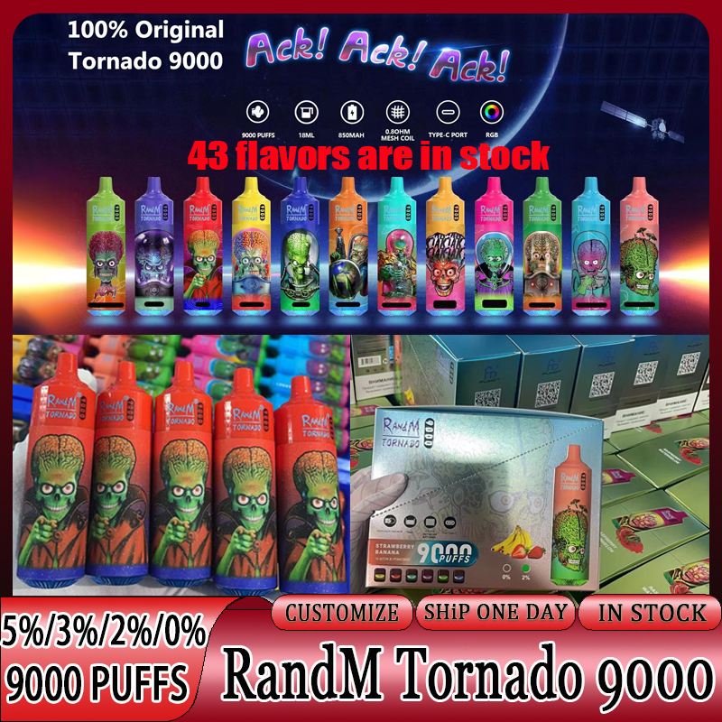 Original RandM Tornado 9000 Puffs Disposable E-cigarettes Features Mesh Coil 18ml Disposables Vape Pen Tornado Puff 9000 9k 0 2 3 5% Rechargeable 850mAh Integrated RGB
Original RandM Tornado 9000 Puffs Disposable E-cigarettes Features Mesh Coil 18ml Disposables Vape Pen Tornado Puff 9000 9k 0 2 3 5% Rechargeable 850mAh Integrated RGB
