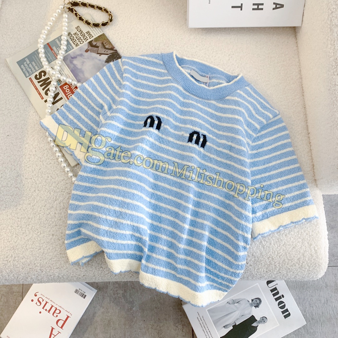 Women Designer T shirt Fashion Striped Tees Party Short Sleeve Tops Brand Clothing 445#, Blue
Women Designer T shirt Fashion Striped Tees Party Short Sleeve Tops Brand Clothing 445#, Blue