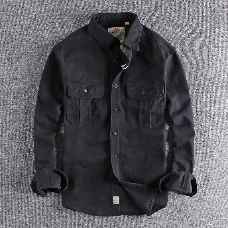 Men's Casual Shirts Fashion Wash n-style uniform long-sleeved shirt men's double pockets casual youth jacket thin coat 230505