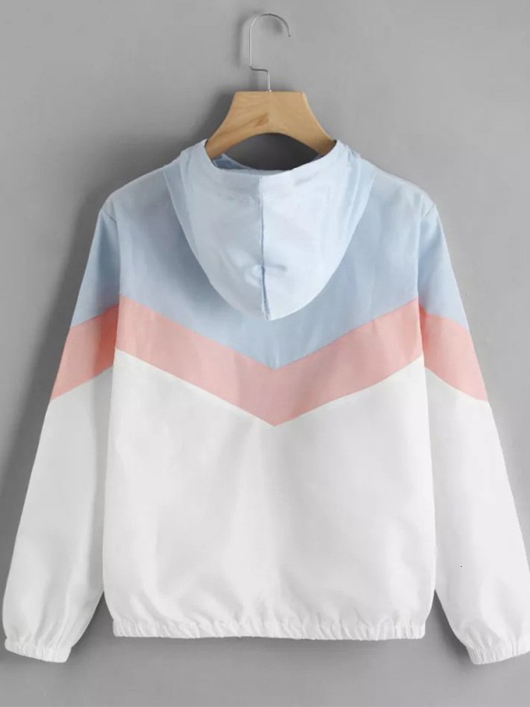 Women's Jackets Women Windbreaker Jacket Female Multicolor Patchwork Hooded Jacket Basic Jackets Color Block Coats For Women 230505