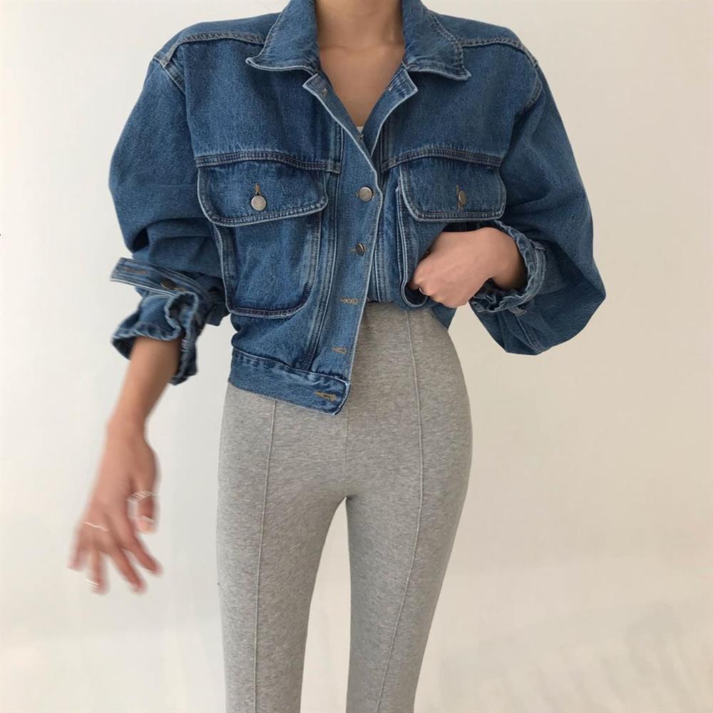 Women's Jackets Coats Jackets Women Top Sexy Puff Long Sleeve Y2k Clothes Cropped Jacket Streetwear Women's Denim Shirt 230505