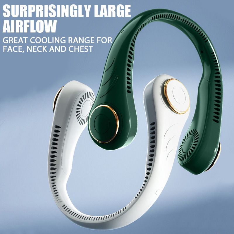4000mah Bladeless Neck Cooler Portable Hanging Neck Fan USB Rechargeable Wireless Electric Fans Mini Ventilador Cooling Neckband Fan Camping Outdoor