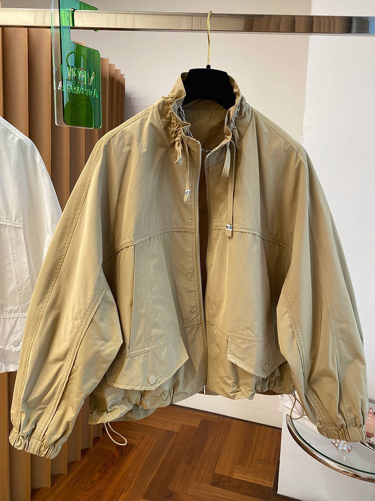 Women's Jackets Spring Casual Short Zipper Women Jacket Stand Collar Loose Pocket Coat Streetwear Windbreak Jacket Female 230505