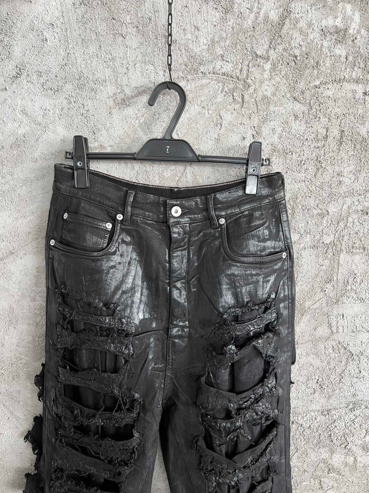 Men's Jeans men layer super distressed wax jeans 230504