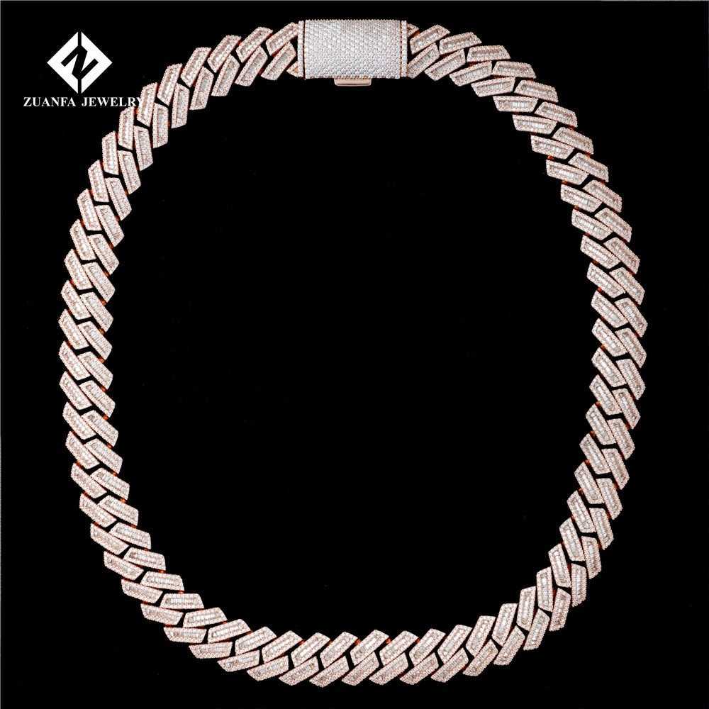 18mm Moissanite Iced Out Dia Gold Chain Necklace Real 14k White Miami Cuban