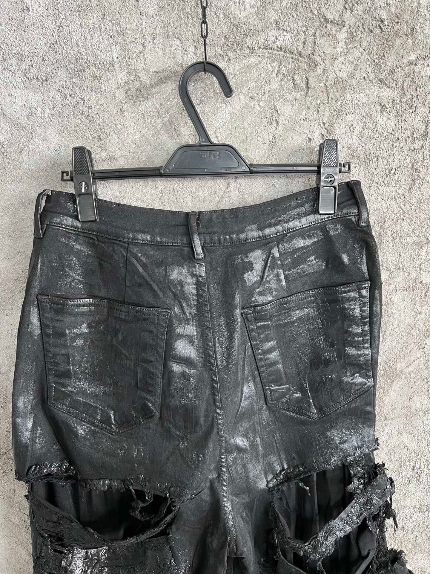 Men's Jeans men layer super distressed wax jeans 230504