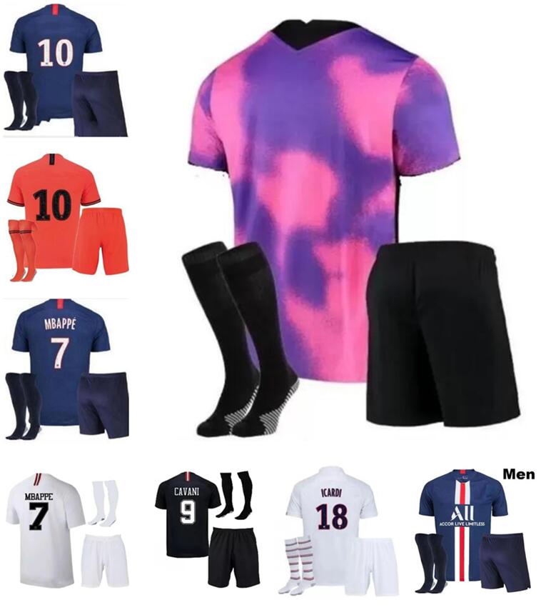 adult kit 18 19 20 CAVANI MBAPPE soccer jerseys Maillots de football 2018 2019 2020 VERRATTI ICARDI DI MARIA Marquinhos shirt uniforms enfants psgs foot third 3rd 4th