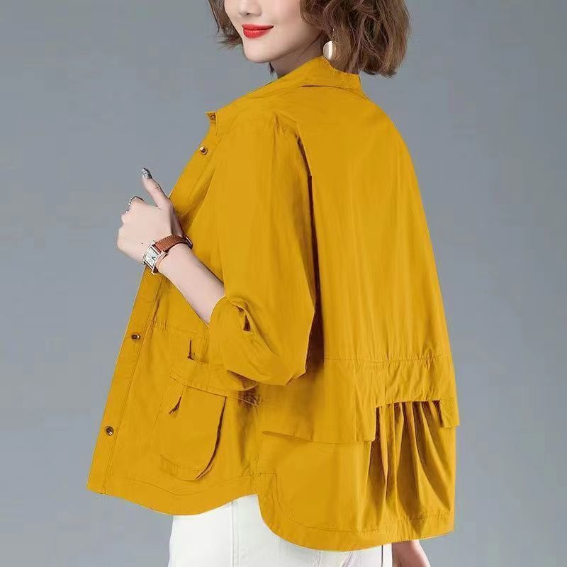 Women's Jackets Fashion Single-breasted Solid Color Jackets Tops Female Spring All-match Loose Casual Long Sleeve Pockets Coats Women's Clot