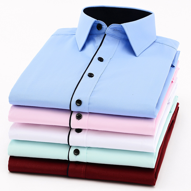 Men's Casual Shirts Men's Classic Long Sleeve Solid Basic Dress Shirts Comfortable Soft Formal Business Social Standard-fit Easy-care Office