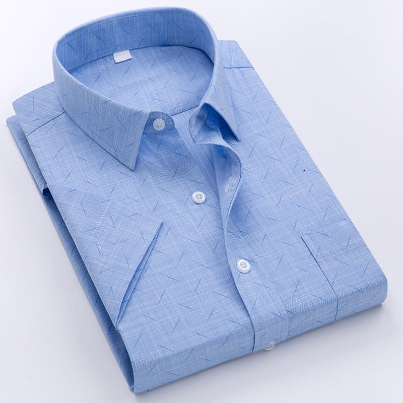 Men's Casual Shirts New Arrival Men Printed Shirt Short Sleeve Summer Soft Smooth Loose Button Down Plaid Thin Iron-free Social Regular Fit Busin