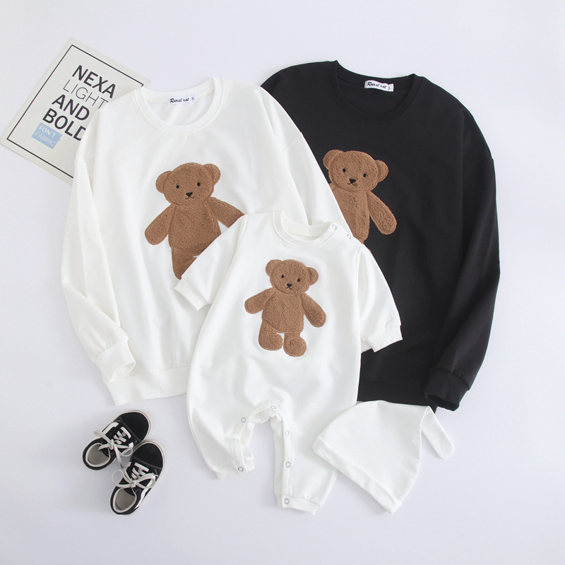 Family Matching Outfits Family Matching Clothes Winter Autumn Sweater Cartoon Bear Father Son Mother Daughter Long-sleeved Shirt Baby Birthday Clothes
