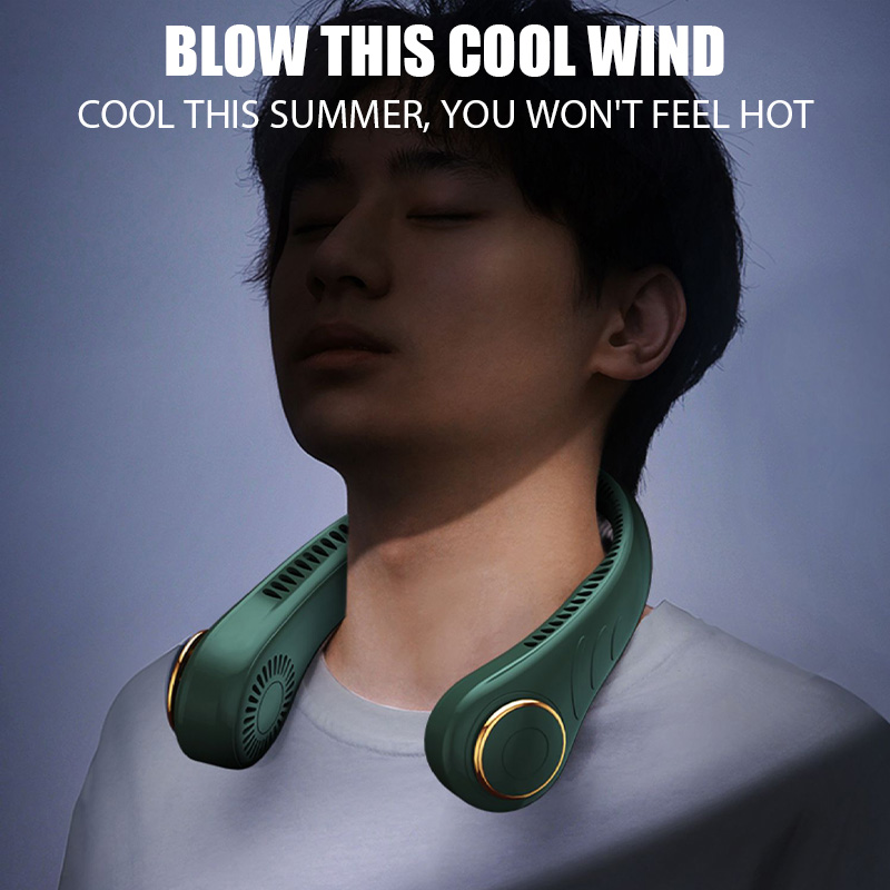 4000mah Bladeless Neck Cooler Portable Hanging Neck Fan USB Rechargeable Wireless Electric Fans Mini Ventilador Cooling Neckband Fan Camping Outdoor