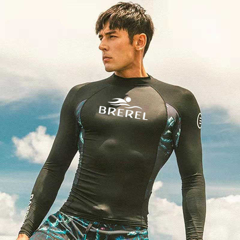 Wetsuits Drysuits 2022 Men Long Sleeve Swim Shirt Swimming Shorts Wetsuit Rashguard Snorkeling Suit Men Surfing Swimsuit Diving Wet Suit Top Trunk J23