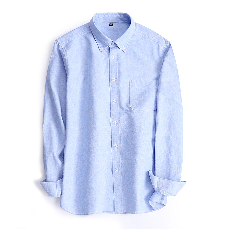 Men's Casual Shirts MACROSEA Men's Oxford Solid Color Casual Shirt High Quality Non-iron Anti Wrinkle Men's DP Finishing Shirts Comfort