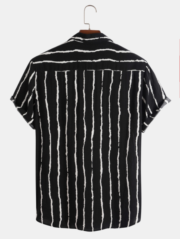 Men's Casual Shirts Men Clothing Summer New Striped Short-sleeved Shirt Casual All-match Lapel Men's Shirt 230505