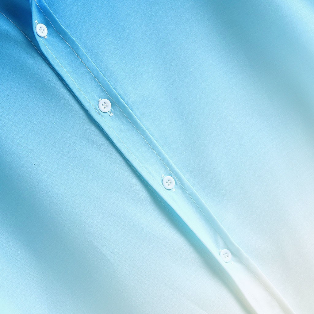 Men's Casual Shirts Summer cool thin breathable collar gradient dyed men's Hawaiian shirt casual short-sleeved shirt four-way elastic materi