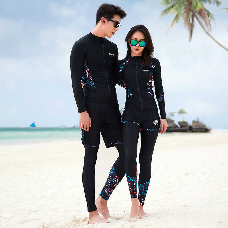 Wetsuits Drysuits Women Men Rash Guard Long Sleeve Sun Protection Surfing Shirts Diving Tops Bottoms Beach Quick Dry Split Snorkel Full Swimsuit J2305