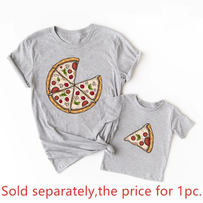 Family Matching Outfits Summer Family Matching T Shirt Pizza Cartoon Pattern Dad Son Mom Daughter T-shirts Top Fashion Cotton Short Sleeve Clothes 230