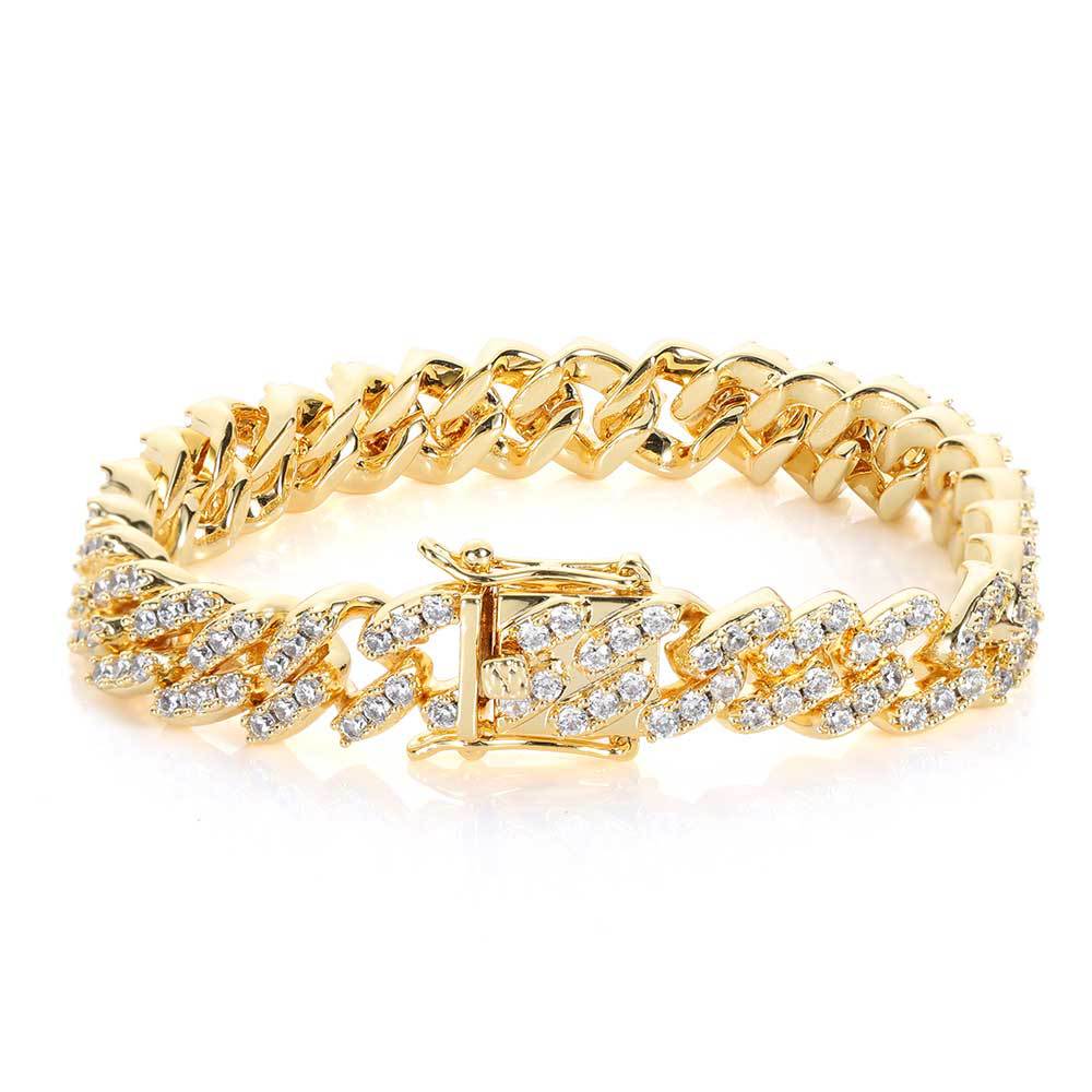 9mm Colorful Cubic Zircon Diamonds Tennis Bracelets Cuban Link Chain Bangle Couple Lover Jewelry Gift