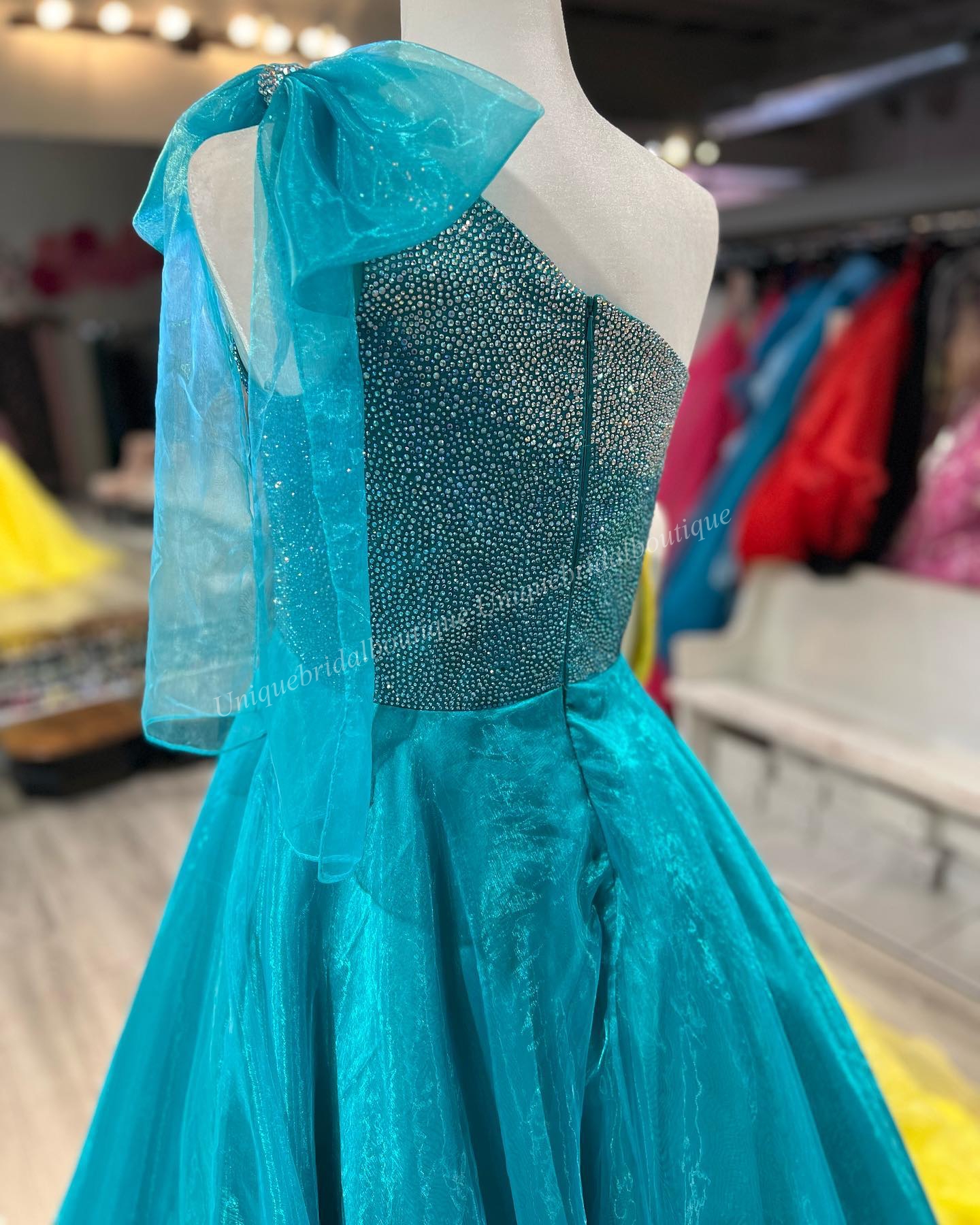 Shimmer Girl Preteen Pageant Dress 2023 Bow AB Stones Crystal Ballgown Little Kid Birthday Formal Party Gown Infant Toddler Teens Tiny Young Junior Mi
