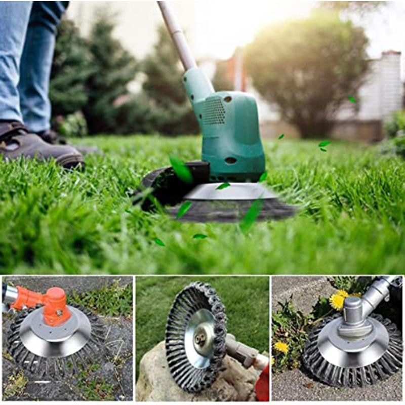 150mm Steel Wire Wheel Garden Weeder Brush Lawn Mower Grass Eater Trimmer Brush Cutter Tools Garden Grass Trimmer Head Weeder Brush
