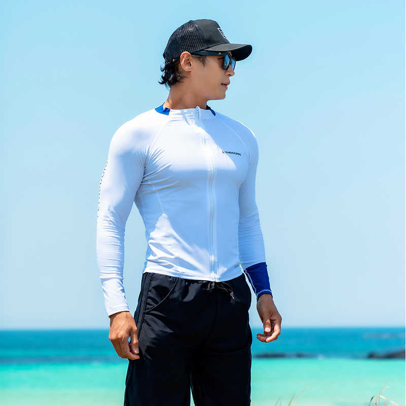 Wetsuits Drysuits SAILBEE men's rash Mens Long Sleeved Swimwear Floatsuit Tops UV Swimming Rash Guard Surfing Sail drop shipping J230505