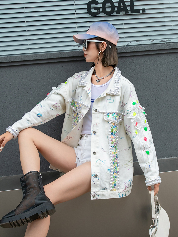 Women's Jackets Exquisite Long-Sleeved Denim Jacket Spring New Loose Mid-Length Pink Single-Breasted Jacket Jeans Jacket Women 230505