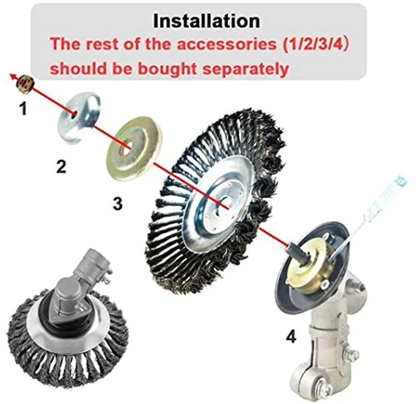 150mm Steel Wire Wheel Garden Weeder Brush Lawn Mower Grass Eater Trimmer Brush Cutter Tools Garden Grass Trimmer Head Weeder Brush