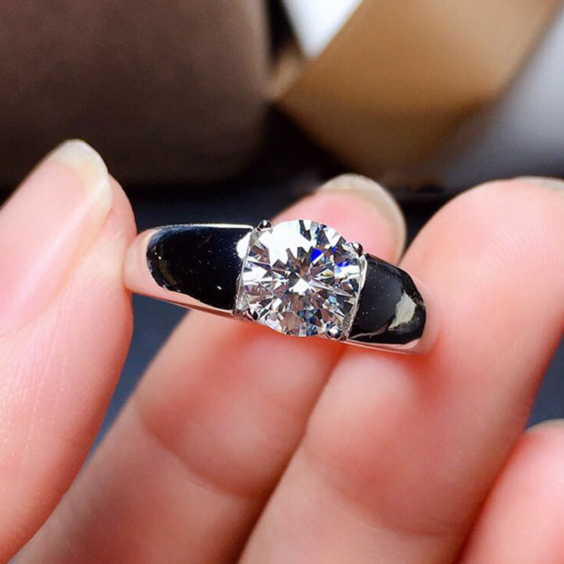 Handmade 2ct Lab Moissanite Ring 925 sterling silver Engagement Wedding band Rings for men Party Jewelry Gift