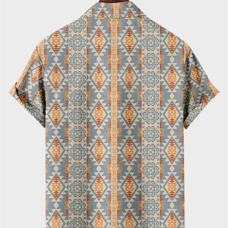 Men's Casual Shirts Harajuku y2k hombre street tops men's trendy digital print casual fashion trend prismatic pattern button up shirt 4 2305