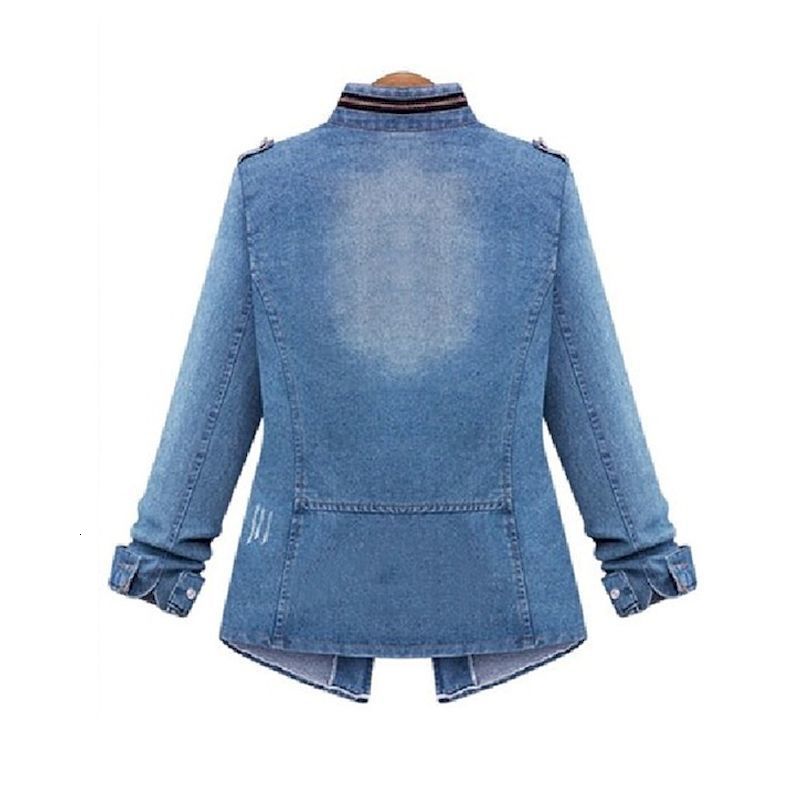 Women's Jackets Elegant Denim Jacket Women New Autumn and Winter Vintage Women Zipper Blue Jackets Fashion Ladies Denim Trench Coats S-5XL 230505