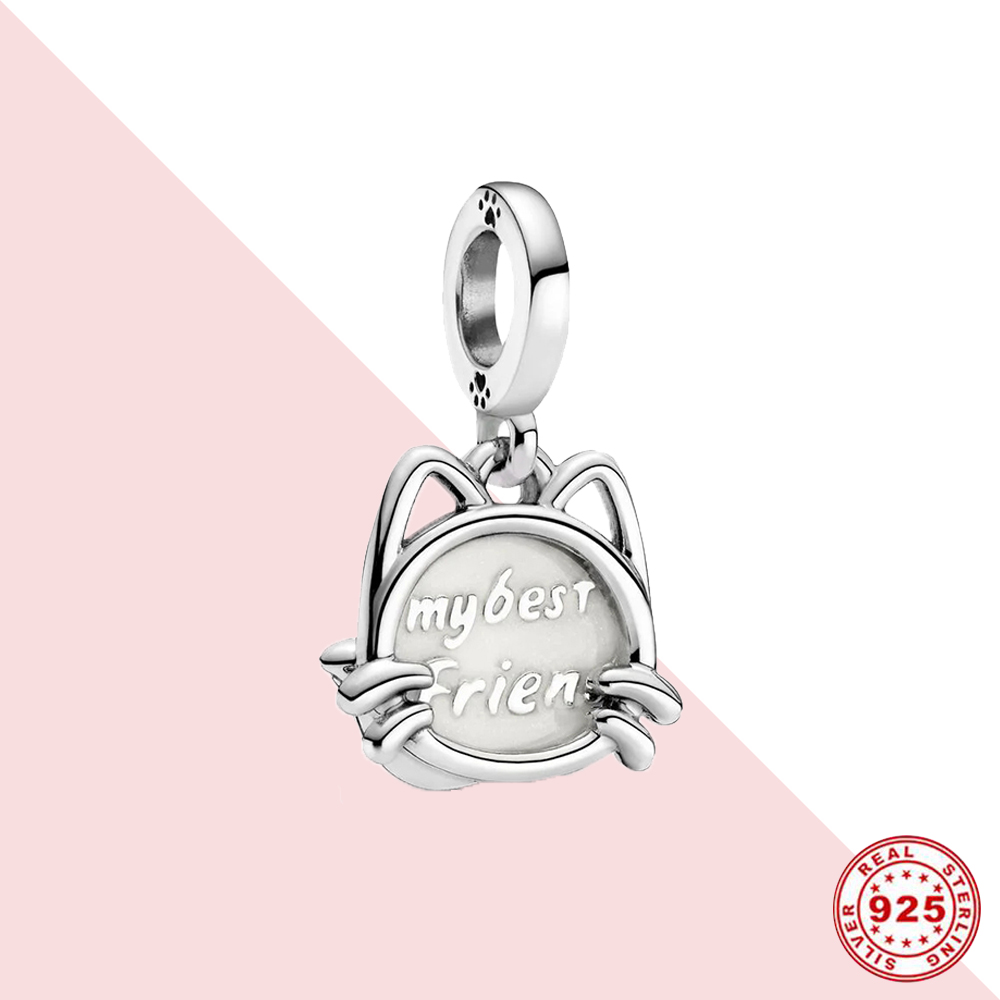 925 Sterling Silver Cute Dog Puppie Cat' Claw Pendant Charm I Suitable for Women' Bracelet Necklace Diy Jewelry Gift