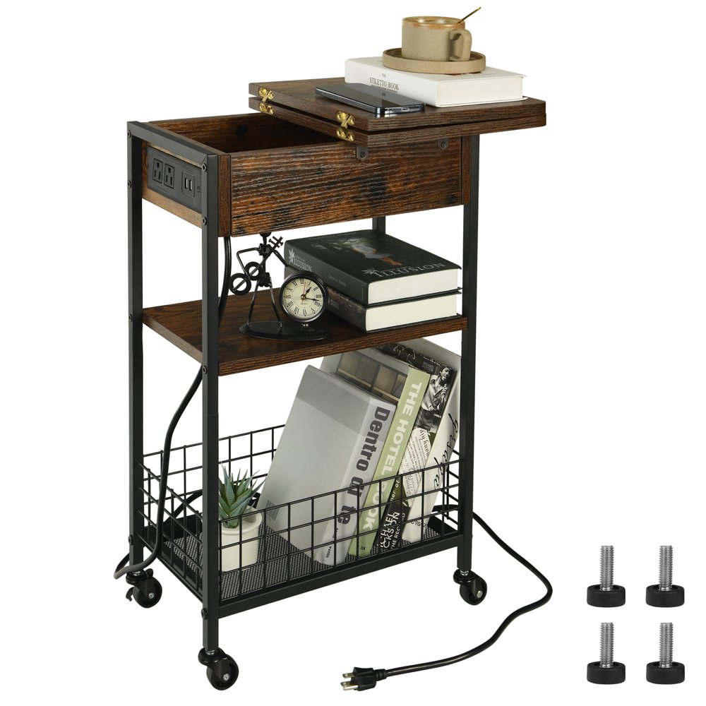 End Table with Charging Station, Narrow Flip Top Side Table with USB Ports and Outlets, Nightstand with Storage, Sofa Table for Living Room,
End Table with Charging Station, Narrow Flip Top Side Table with USB Ports and Outlets, Nightstand with Storage, Sofa Table for Living Room,