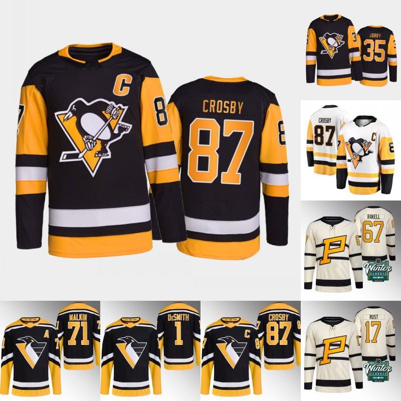 Pittsburgh Sidney Crosby Penguin Jersey Evgeni Malkin Kris Letang Jake Guentzel Mario Lemieux Jeff Carter Kasperi Kapanen Bryan Rust Tristan Jarry Casey DeSmith, Mens 3rd black s-xxxl