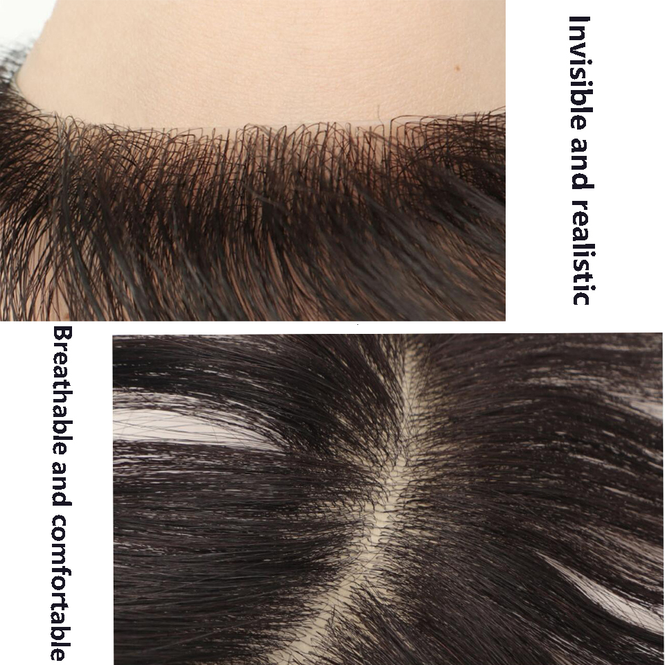 Bangs JINKAILI Synthetic Forehead Hairline Toupees Men's Straight V Style Hair Piece Hair Extension Natural Black Hair Bangs Hairpiece 230504