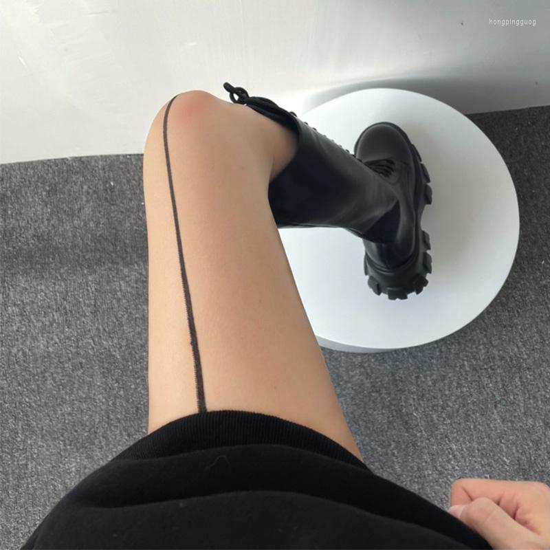 Women Socks Women's Vintage Black Line Stockings Sexy Pantyhose With Front And Back Seam Vertical Stripe Shrimp Sheer Tights Club Party