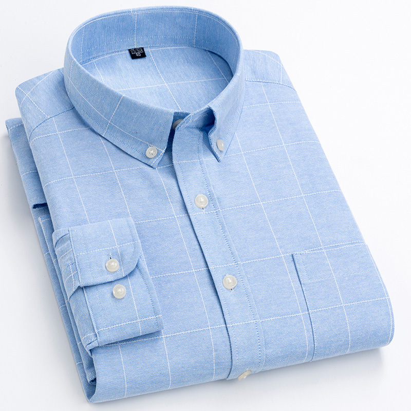 Men's Casual Shirts Men's Casual Button Down Shirt Comfortable Oxford Long Sleeve Shirts High Quality Single Patch Pocket Easy-care Smart Sh