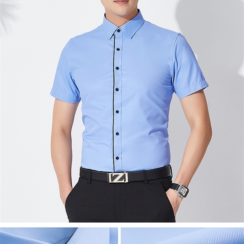 Men's Casual Shirts Customize men shirt short sleeve personalize solid color long sleeve shirt A1460 pocket white navy blue grey sky blue 230505