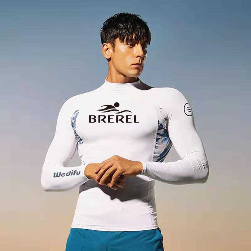 Wetsuits Drysuits 2022 Men Long Sleeve Swim Shirt Swimming Shorts Wetsuit Rashguard Snorkeling Suit Men Surfing Swimsuit Diving Wet Suit Top Trunk J23
