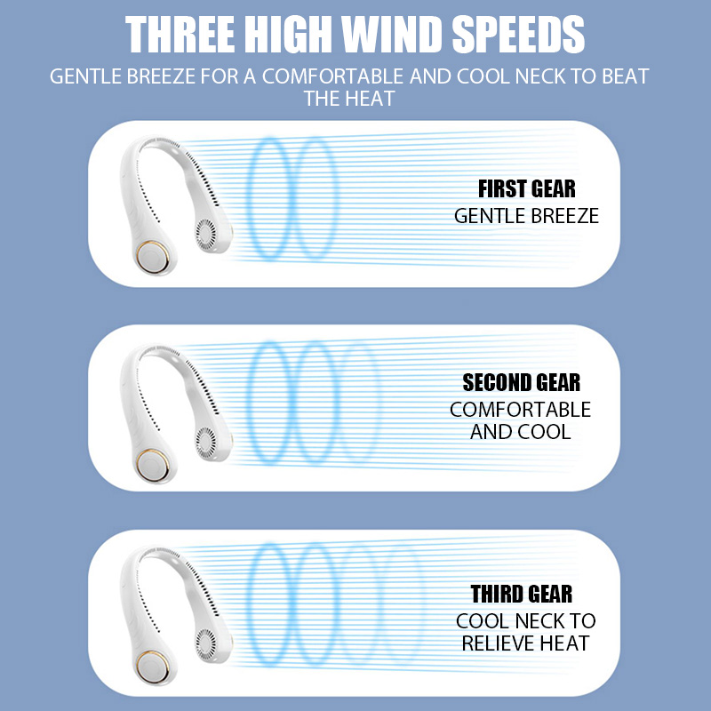 4000mah Bladeless Neck Cooler Portable Hanging Neck Fan USB Rechargeable Wireless Electric Fans Mini Ventilador Cooling Neckband Fan Camping Outdoor