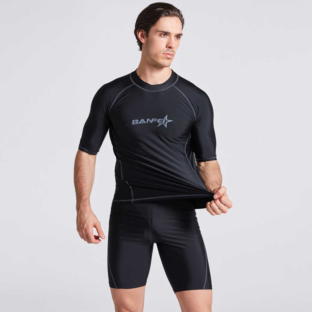 Wetsuits Drysuits Men's New Quick Dry Short Sleeve Windproof Men's Swimwear Top Swimwear UPF 50 Men's Beach Windproof Snorkeling Surf S