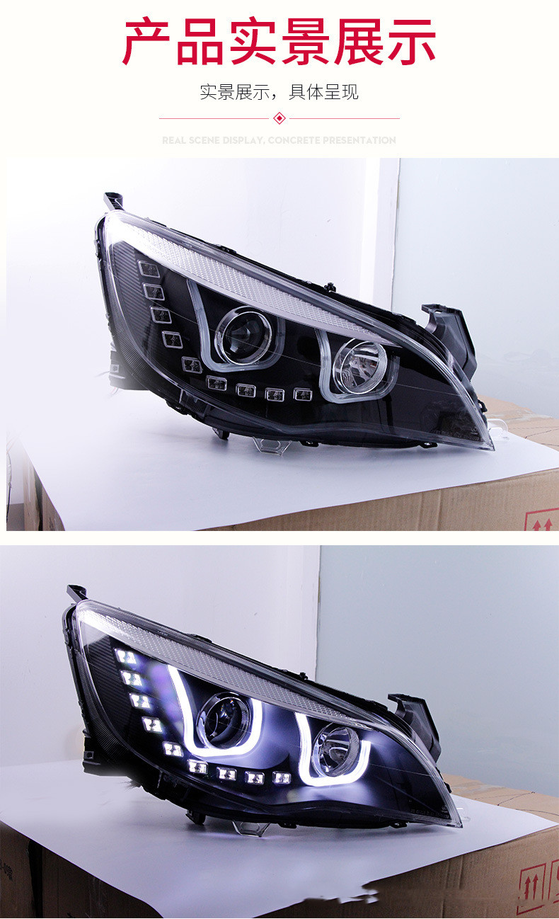 Car Headlights For Buick Excelle XT 2009-2014 LED Daytime Running Light Dual Lens Xenon Signal Fog Headlights