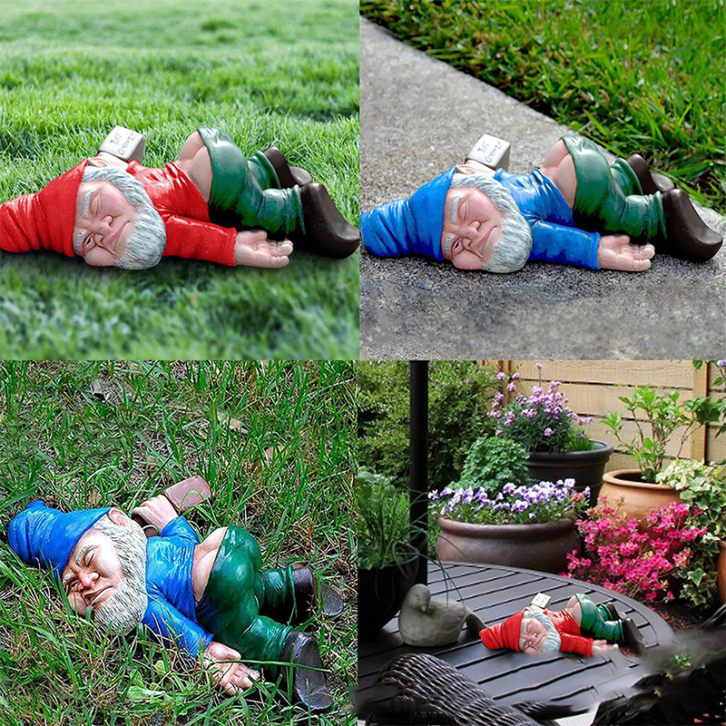 Garden Decorations Creative Drunk Garden Gnome Patio Ornament Funny Rude Drunken Disorderly Statue Figurine Elves Pixie Bonsai Decoration 230504